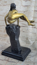 Nude Female Figure Balancing on a Fist Surreal Modern Art Bronze Sculpture Statue