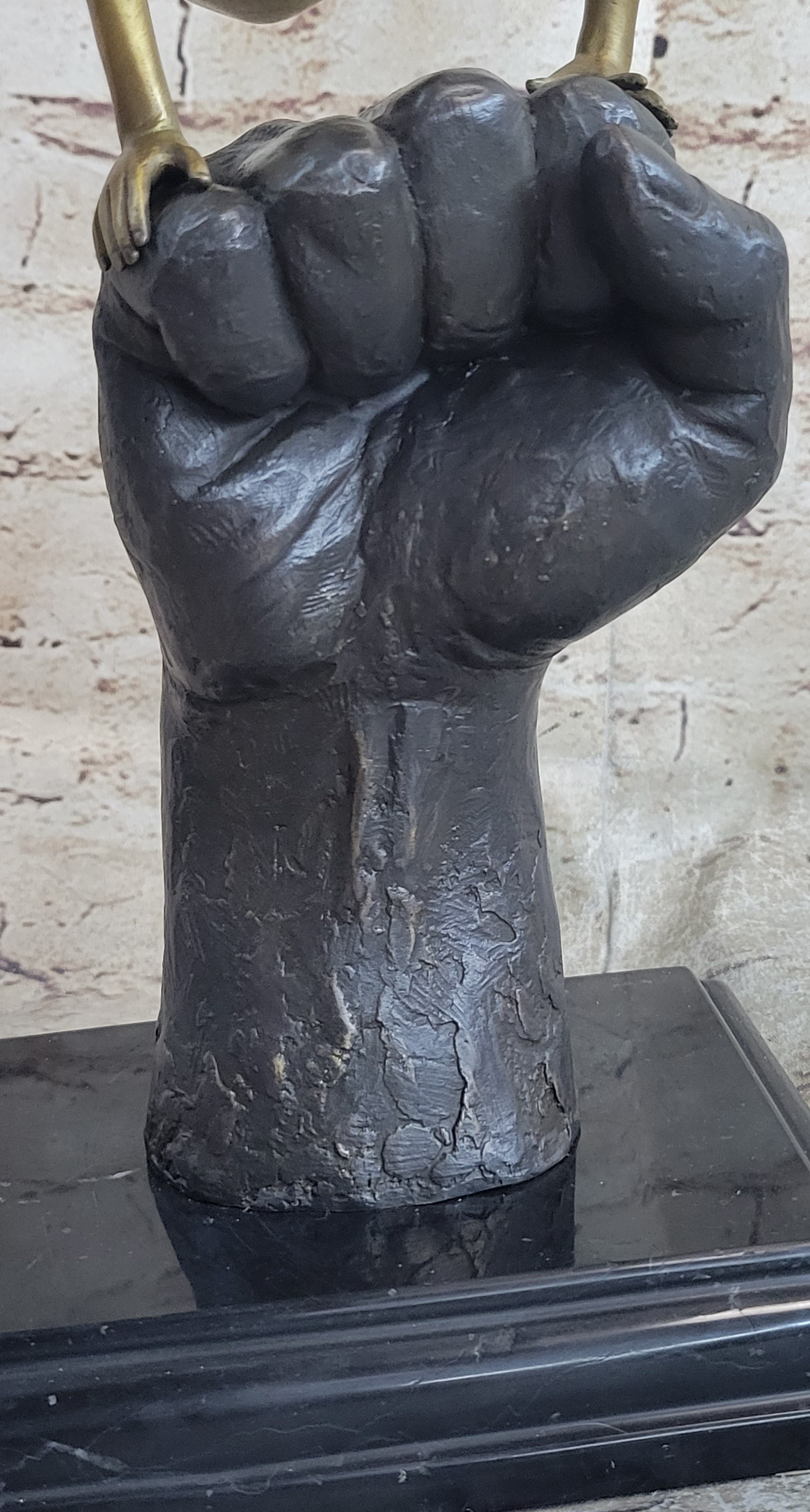 Nude Female Figure Balancing on a Fist Surreal Modern Art Bronze Sculpture Statue