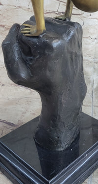 Nude Female Figure Balancing on a Fist Surreal Modern Art Bronze Sculpture Statue