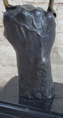 Nude Female Figure Balancing on a Fist Surreal Modern Art Bronze Sculpture Statue