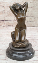 Morning Stretch Nude Female Figure Naked Girl Bronze Statue Sculpture Art Deco