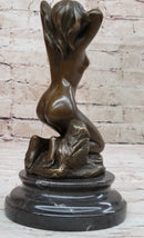 Morning Stretch Nude Female Figure Naked Girl Bronze Statue Sculpture Art Deco