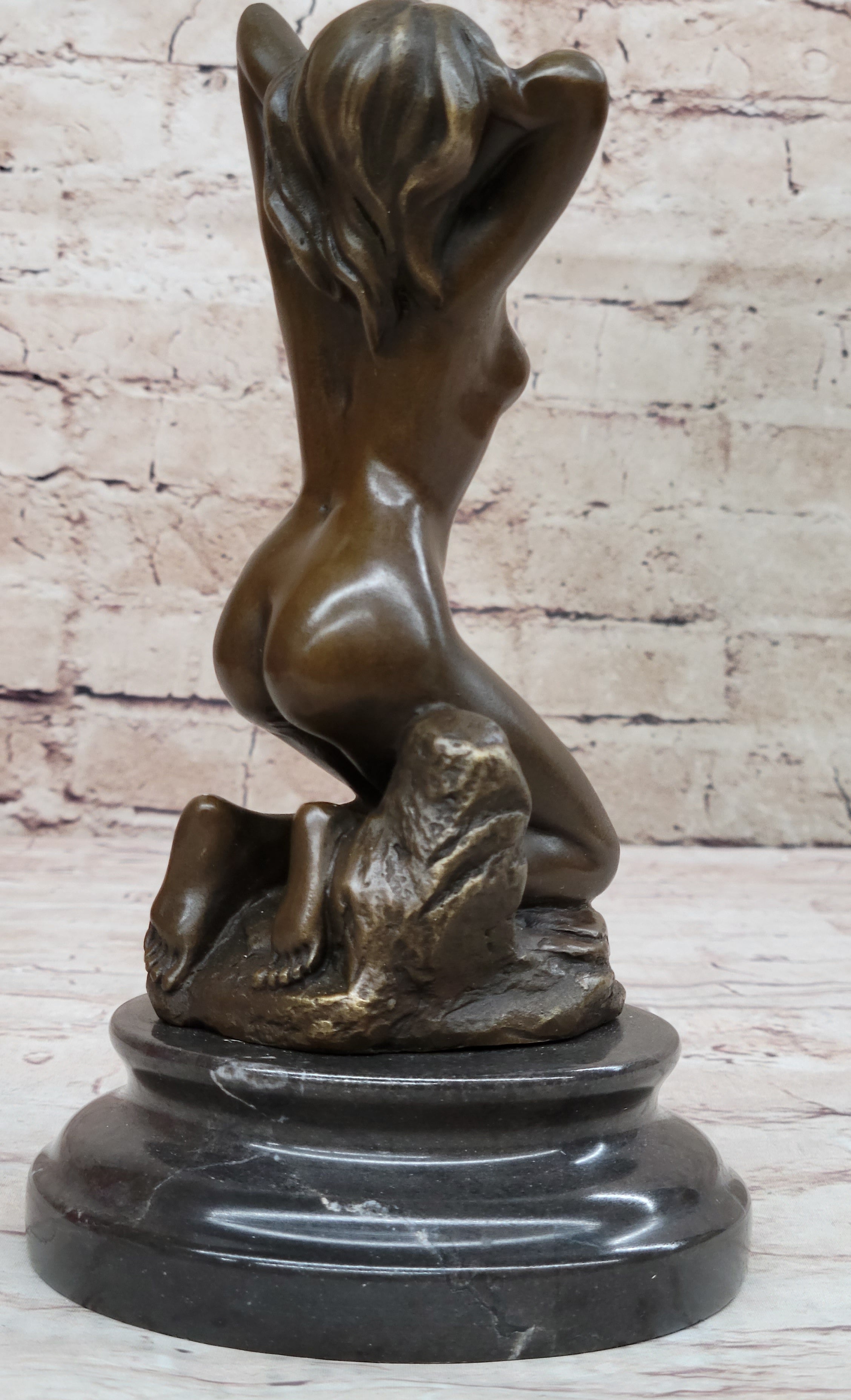 Morning Stretch Nude Female Figure Naked Girl Bronze Statue Sculpture Art Deco