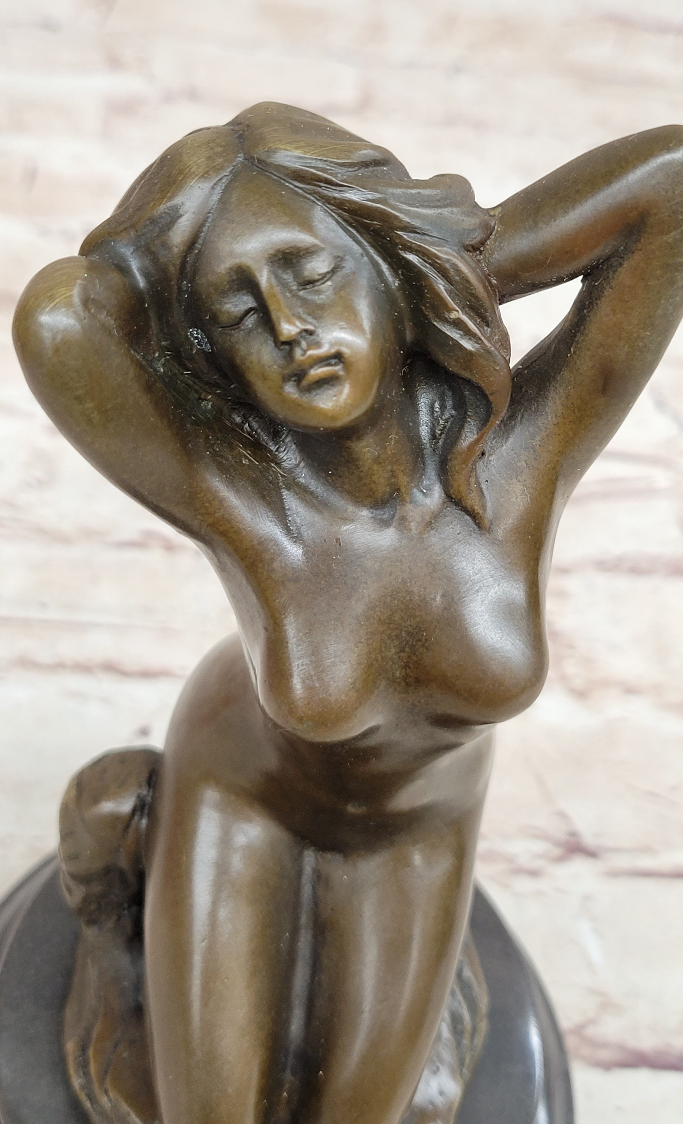 Morning Stretch Nude Female Figure Naked Girl Bronze Statue Sculpture Art Deco