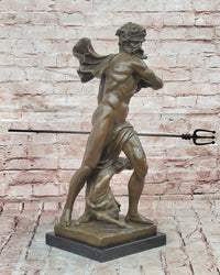 Poseidon (Neptune) Hippocampus Monumental Bronze Sculpture Marble Cesaro Decor