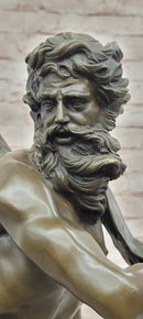 Poseidon (Neptune) Hippocampus Monumental Bronze Sculpture Marble Cesaro Decor
