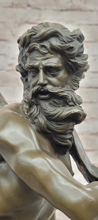 Poseidon (Neptune) Hippocampus Monumental Bronze Sculpture Marble Cesaro Decor