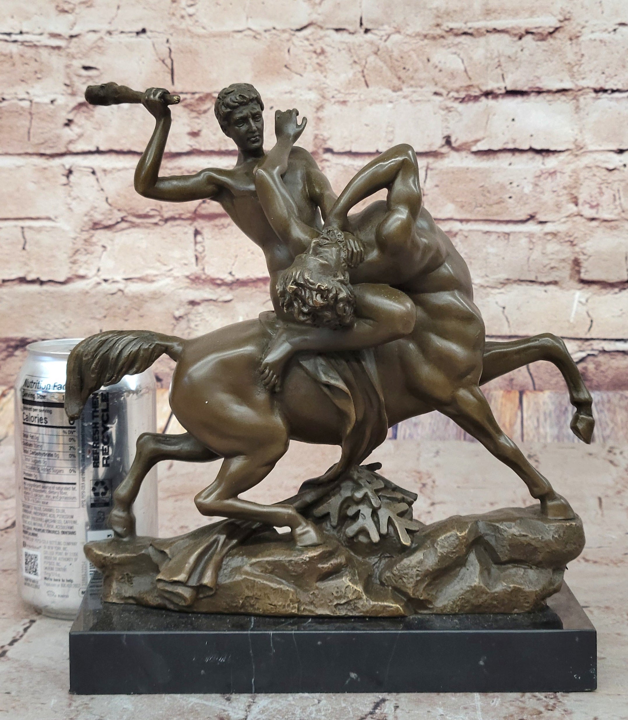 Bronze Sculpture of Theseus or Hercules vs. Centaur