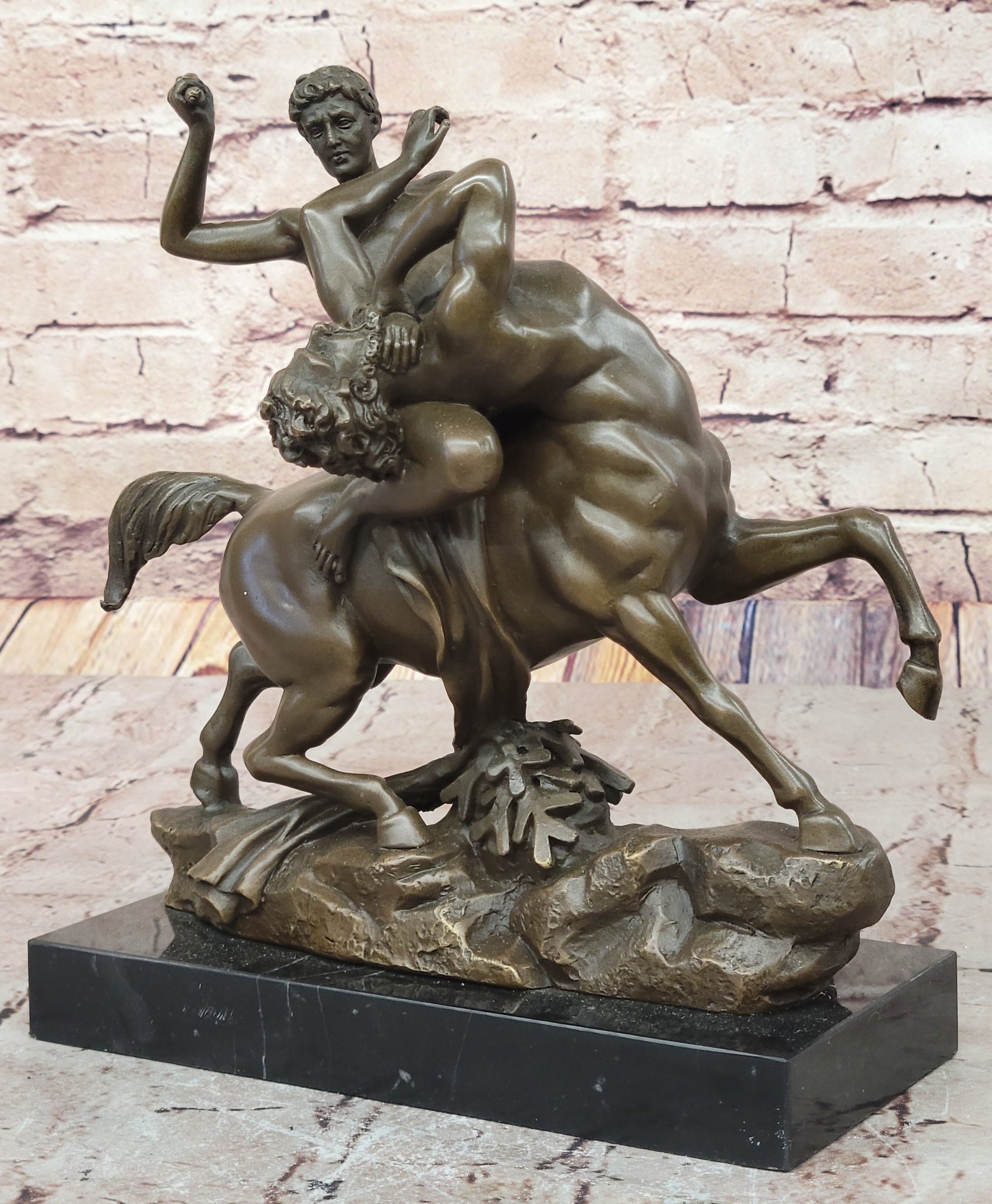 Bronze Sculpture of Theseus or Hercules vs. Centaur
