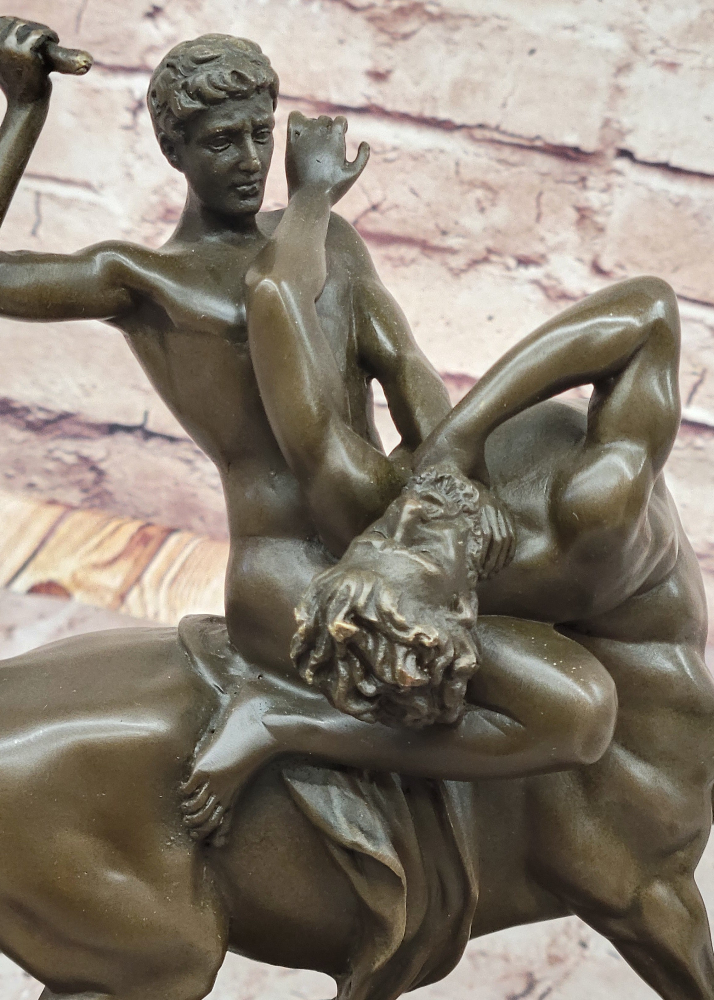 Bronze Sculpture of Theseus or Hercules vs. Centaur