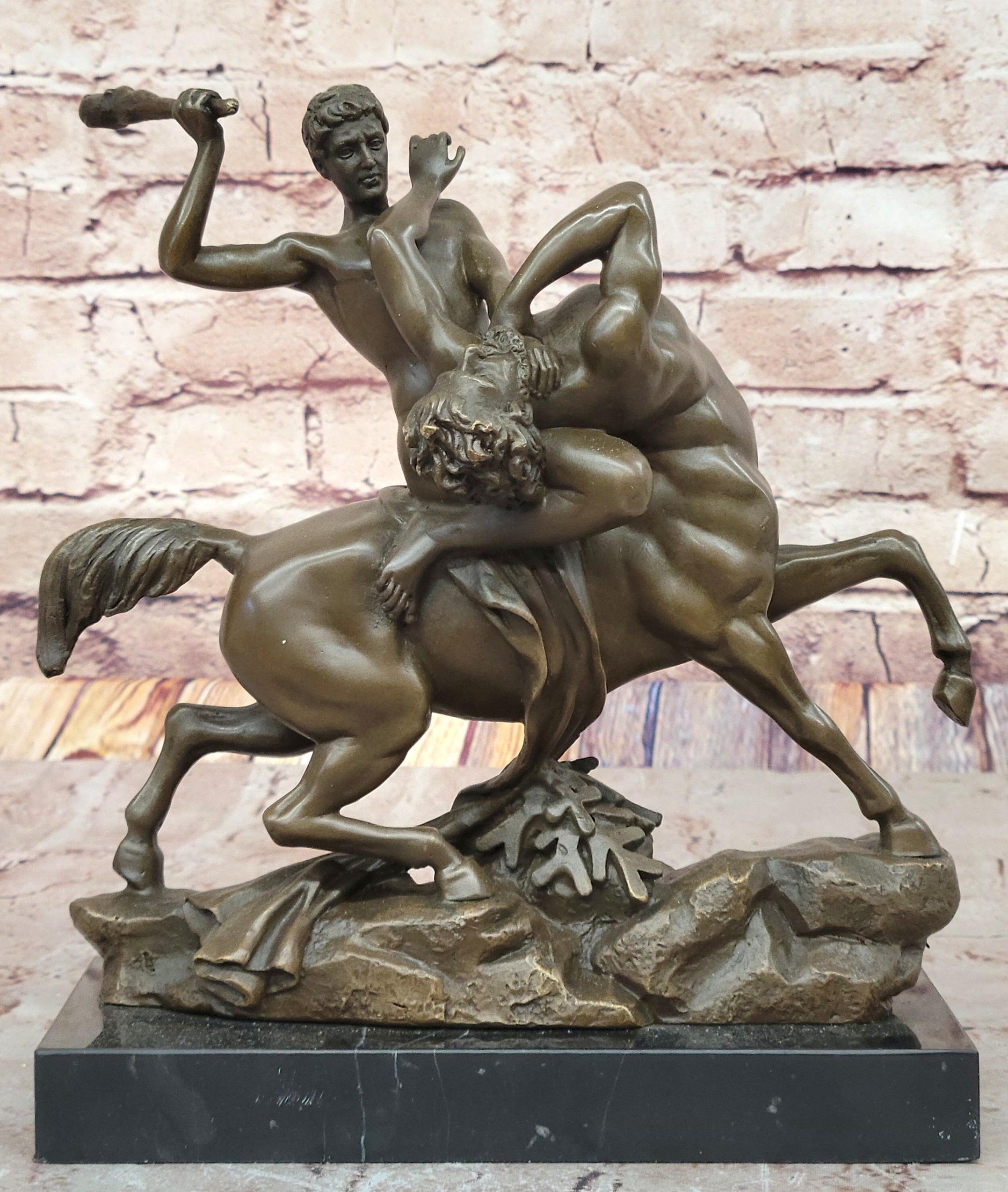 Bronze Sculpture of Theseus or Hercules vs. Centaur