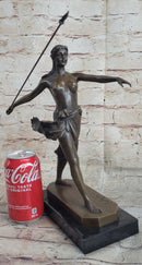 Diana the Huntress Artemis w/ Spear Bronze Sculpture after R. Leger