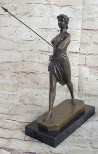 Diana the Huntress Artemis w/ Spear Bronze Sculpture after R. Leger