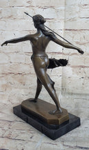 Diana the Huntress Artemis w/ Spear Bronze Sculpture after R. Leger