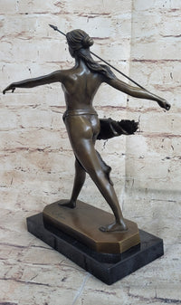 Diana the Huntress Artemis w/ Spear Bronze Sculpture after R. Leger
