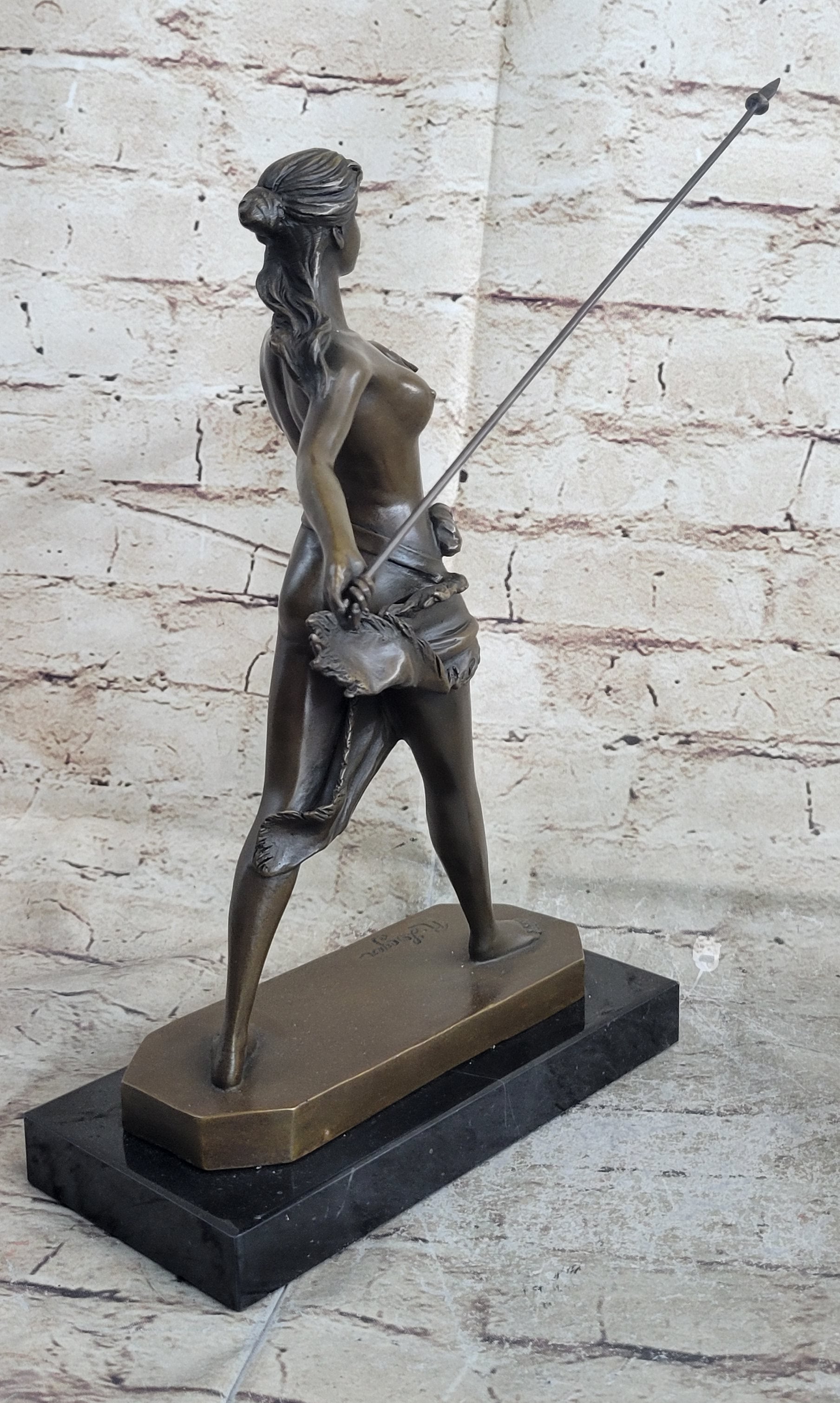 Diana the Huntress Artemis w/ Spear Bronze Sculpture after R. Leger
