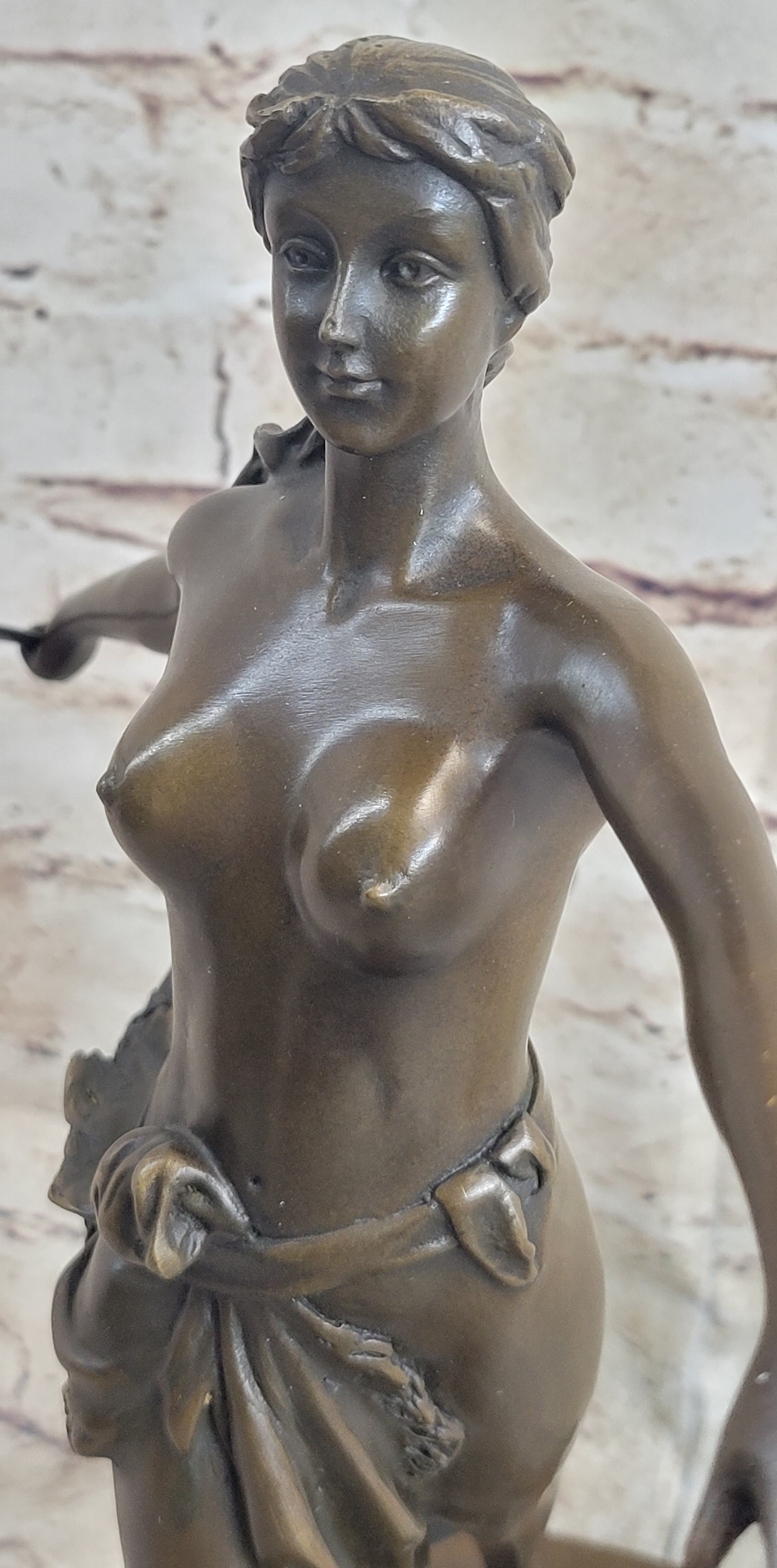 Diana the Huntress Artemis w/ Spear Bronze Sculpture after R. Leger
