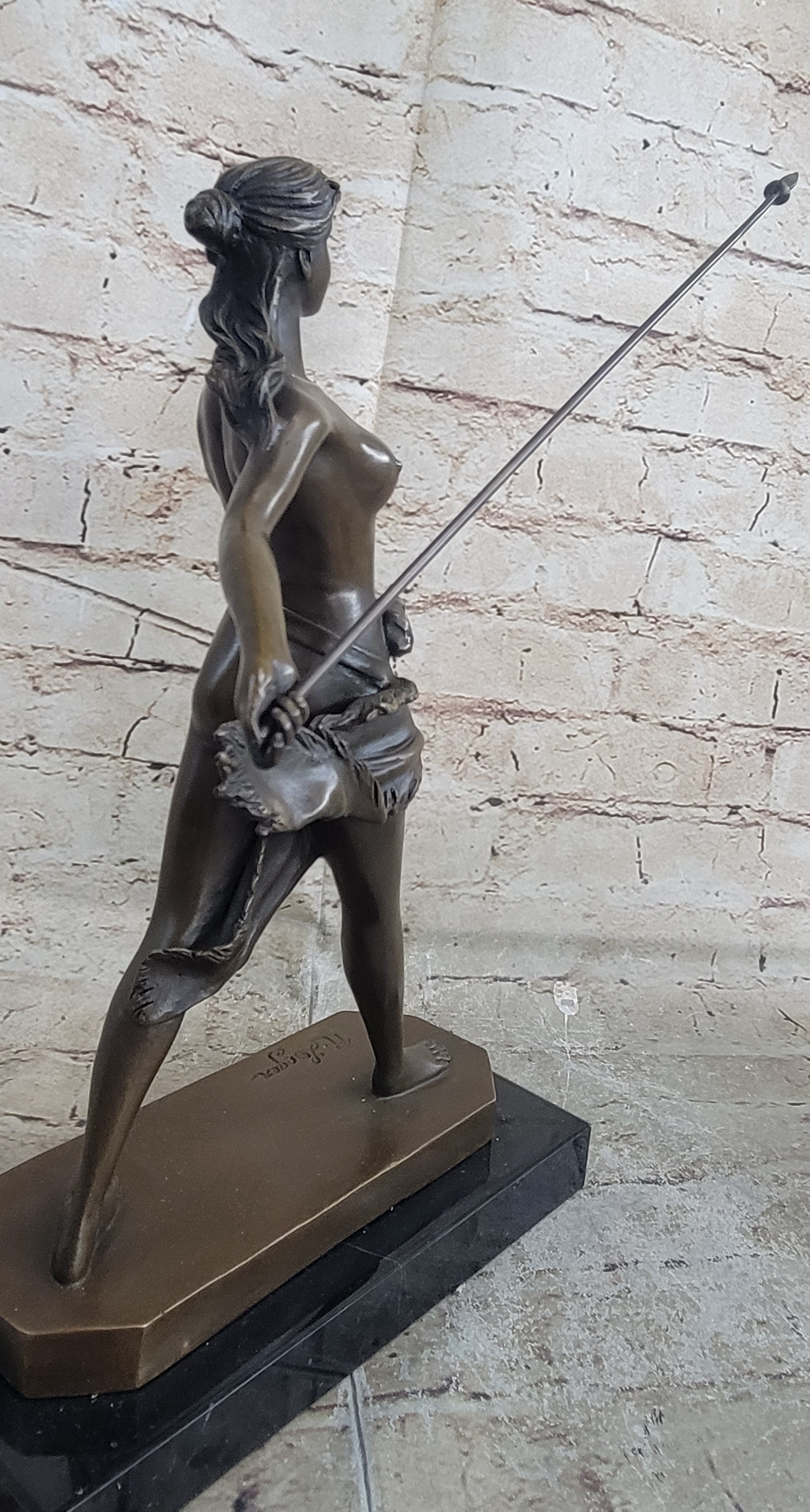 Diana the Huntress Artemis w/ Spear Bronze Sculpture after R. Leger