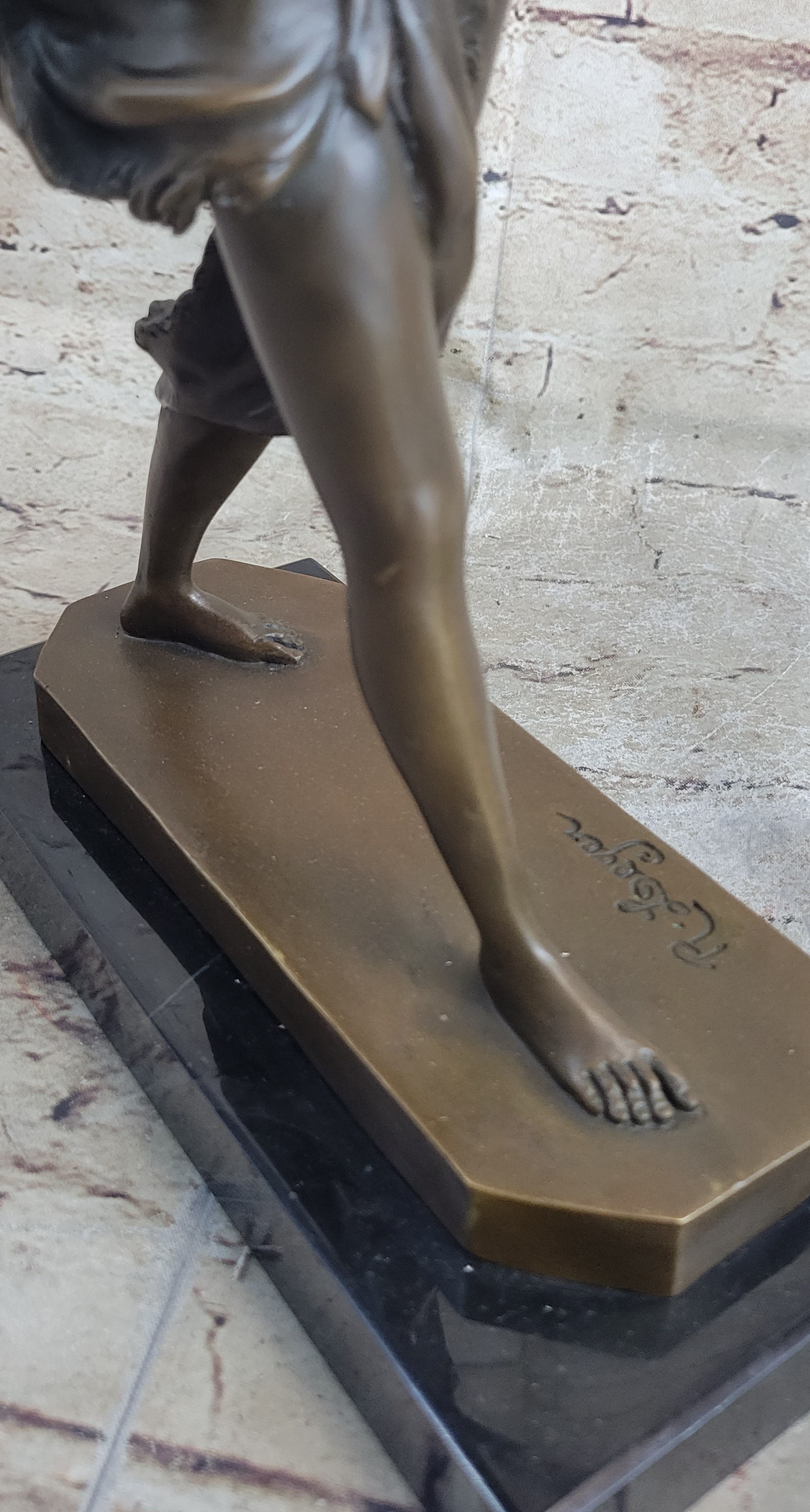 Diana the Huntress Artemis w/ Spear Bronze Sculpture after R. Leger