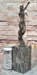 Sexy Half Nude Girl Bronze Figure Statue Sculpture on Marble Base Art Deco Decor 14.5"" x 3"