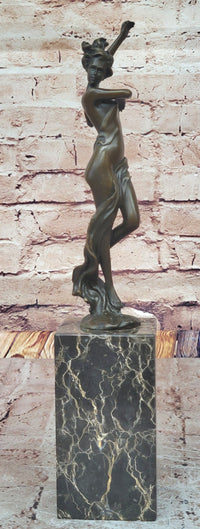 Sexy Half Nude Girl Bronze Figure Statue Sculpture on Marble Base Art Deco Decor 14.5"" x 3"