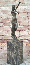 Sexy Half Nude Girl Bronze Figure Statue Sculpture on Marble Base Art Deco Decor 14.5"" x 3"