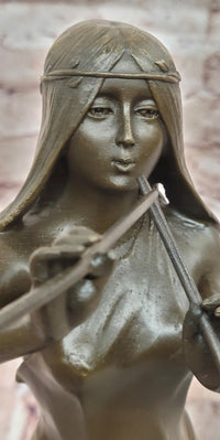 Native American Indian Girl Playing Flute Bronze Statue Figurine Sculpture Artwork