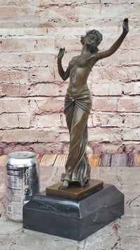 Art Deco Bronze Dancing Woman Sculpture on Marble Base