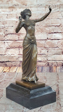 Art Deco Bronze Dancing Woman Sculpture on Marble Base