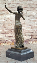 Art Deco Bronze Dancing Woman Sculpture on Marble Base