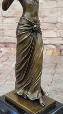 Art Deco Bronze Dancing Woman Sculpture on Marble Base