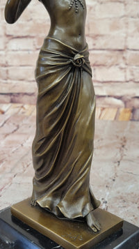 Art Deco Bronze Dancing Woman Sculpture on Marble Base