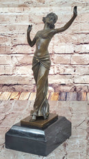 Art Deco Bronze Dancing Woman Sculpture on Marble Base