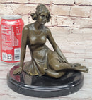 Bronze Art Deco Figural Elegant Woman Sculpture