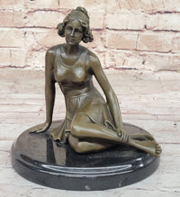 Bronze Art Deco Figural Elegant Woman Sculpture