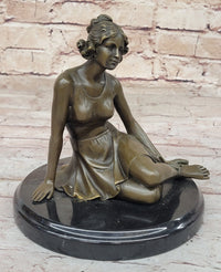 Bronze Art Deco Figural Elegant Woman Sculpture