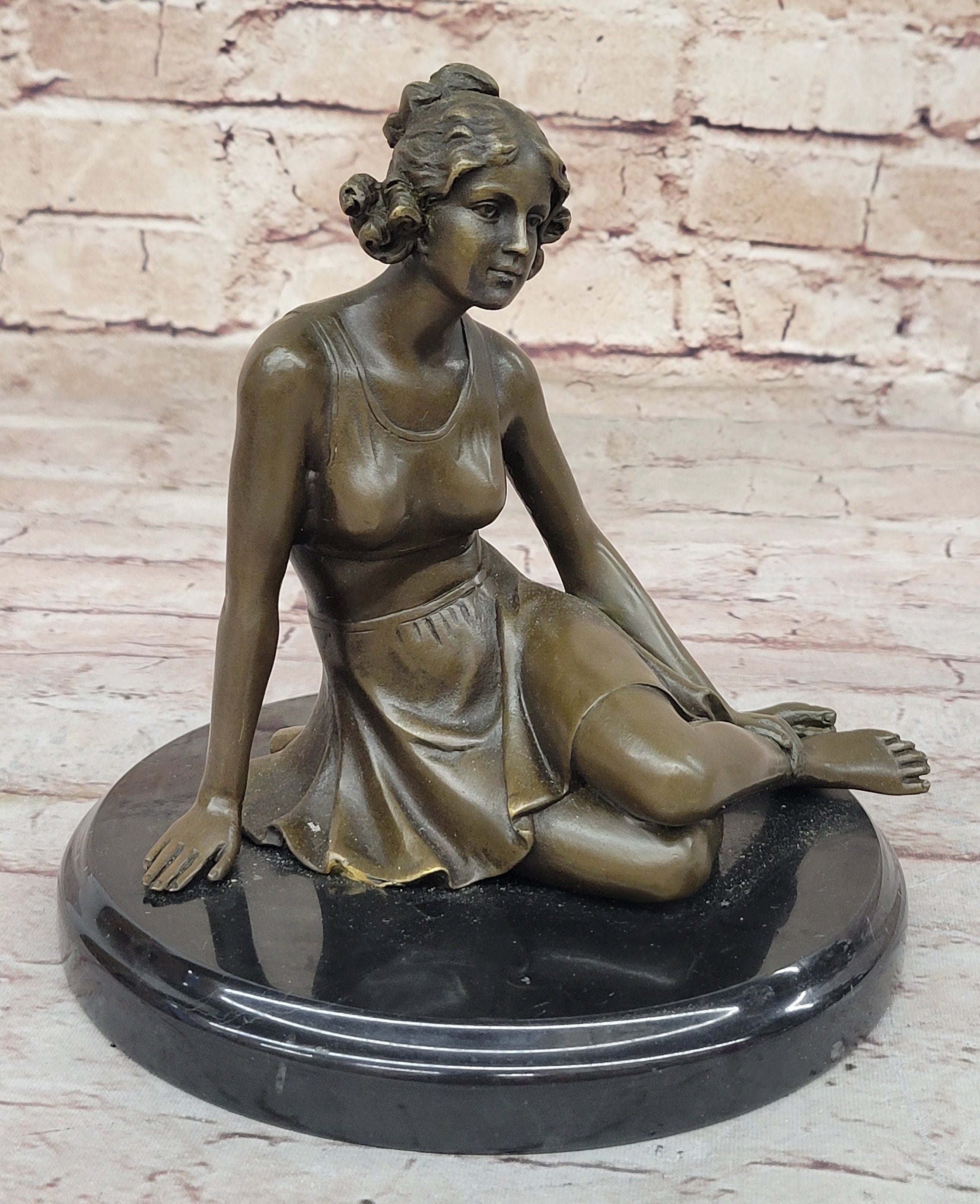 Bronze Art Deco Figural Elegant Woman Sculpture