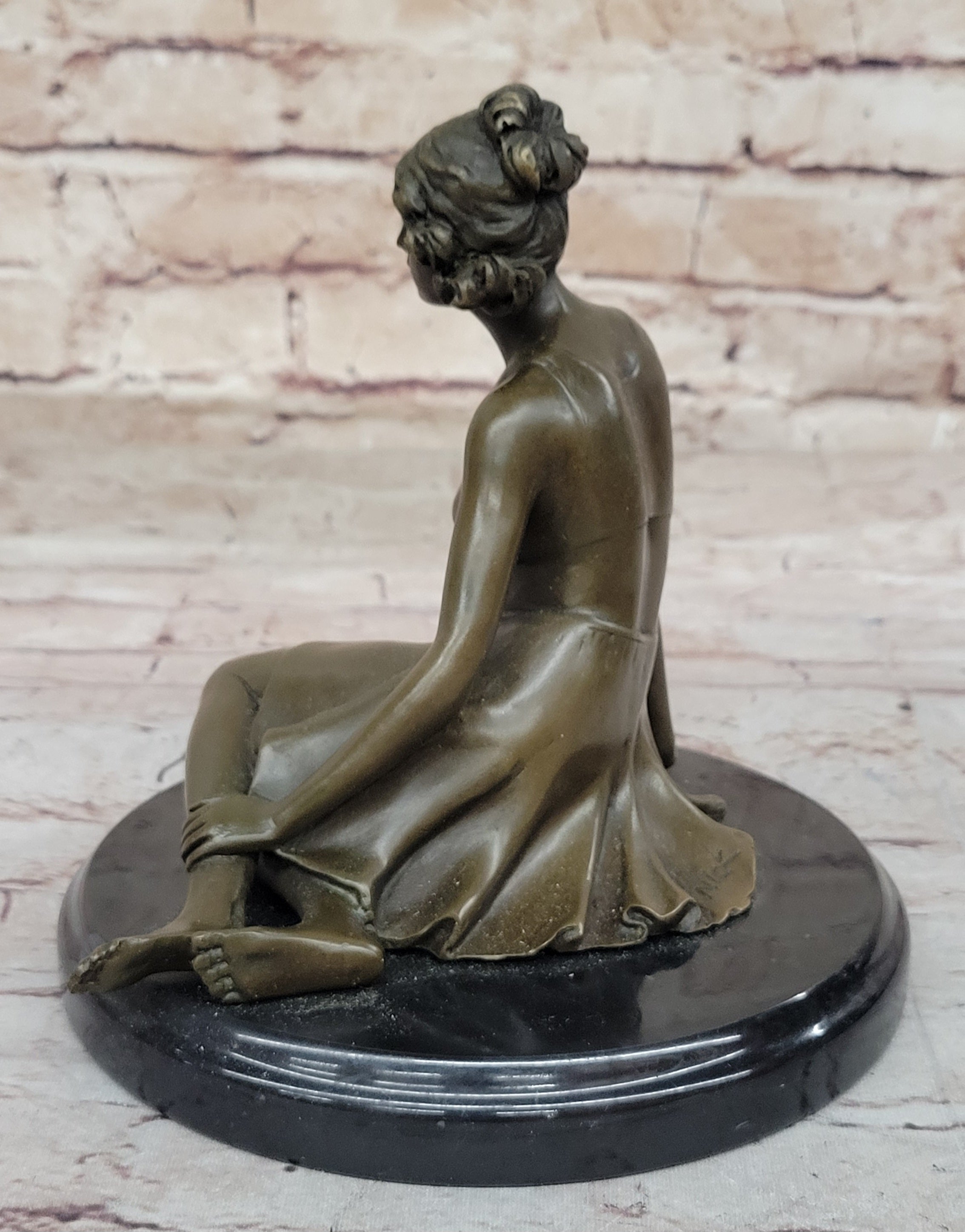 Bronze Art Deco Figural Elegant Woman Sculpture