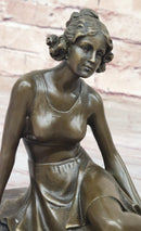 Bronze Art Deco Figural Elegant Woman Sculpture