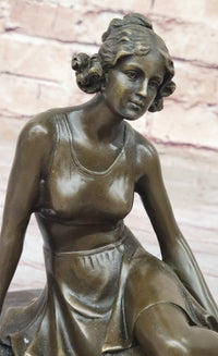 Bronze Art Deco Figural Elegant Woman Sculpture