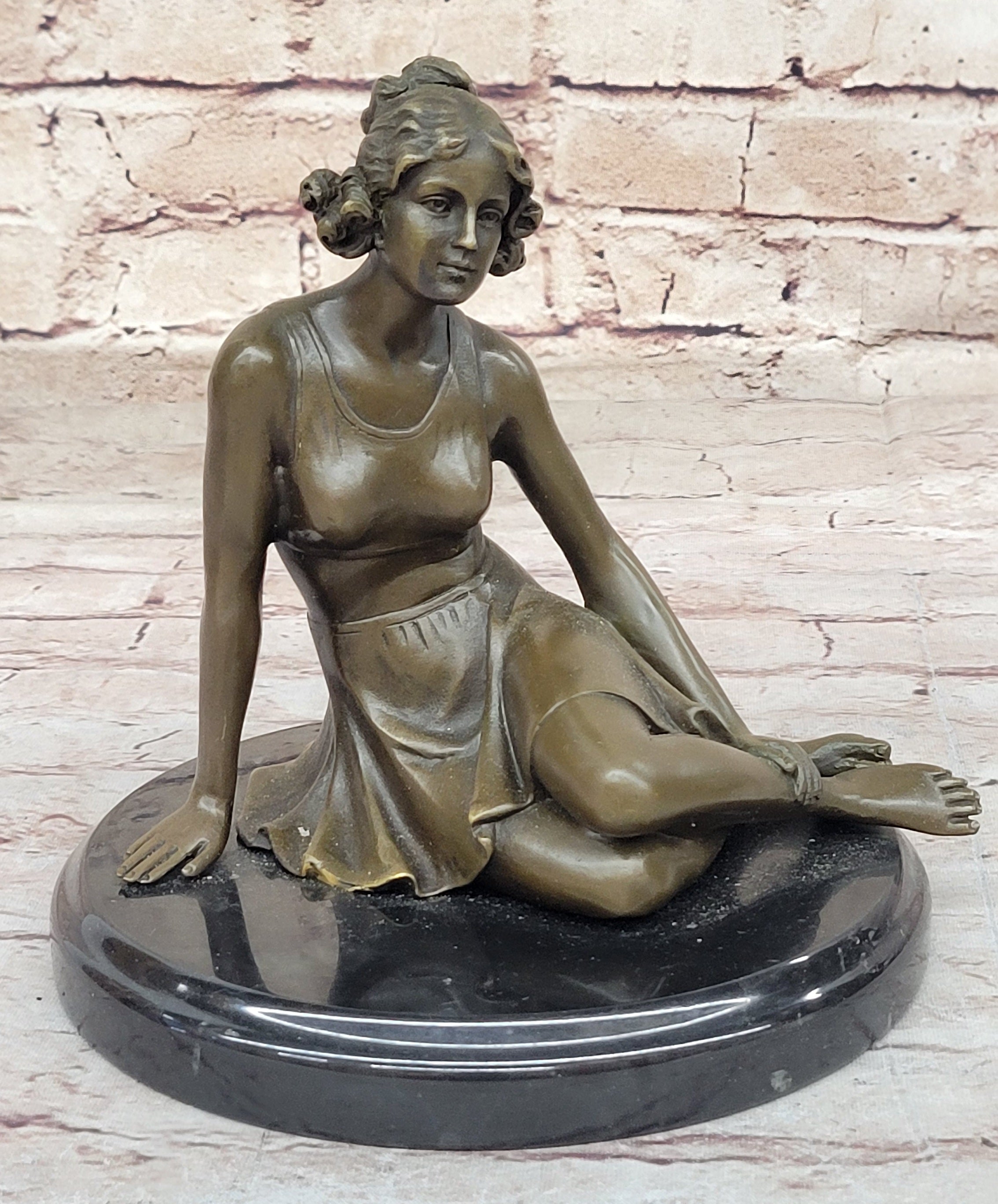 Bronze Art Deco Figural Elegant Woman Sculpture