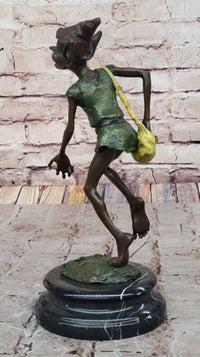 Bronze Elf Leprechaun Sculpture on Marble Base by Juno