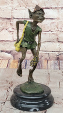 Bronze Elf Leprechaun Sculpture on Marble Base by Juno