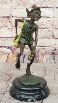 Bronze Elf Leprechaun Sculpture on Marble Base by Juno