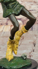 Bronze Elf Leprechaun Playing Golden Saxophone by Juno