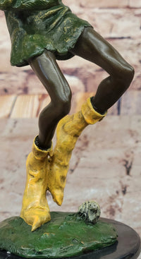 Bronze Elf Leprechaun Playing Golden Saxophone by Juno