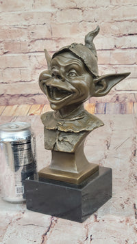 Bronze Goblin Bust – Playful Fantasy on Marble Base