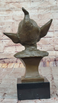 Bronze Goblin Bust – Playful Fantasy on Marble Base