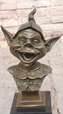 Bronze Goblin Bust – Playful Fantasy on Marble Base