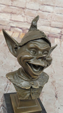 Bronze Goblin Bust – Playful Fantasy on Marble Base